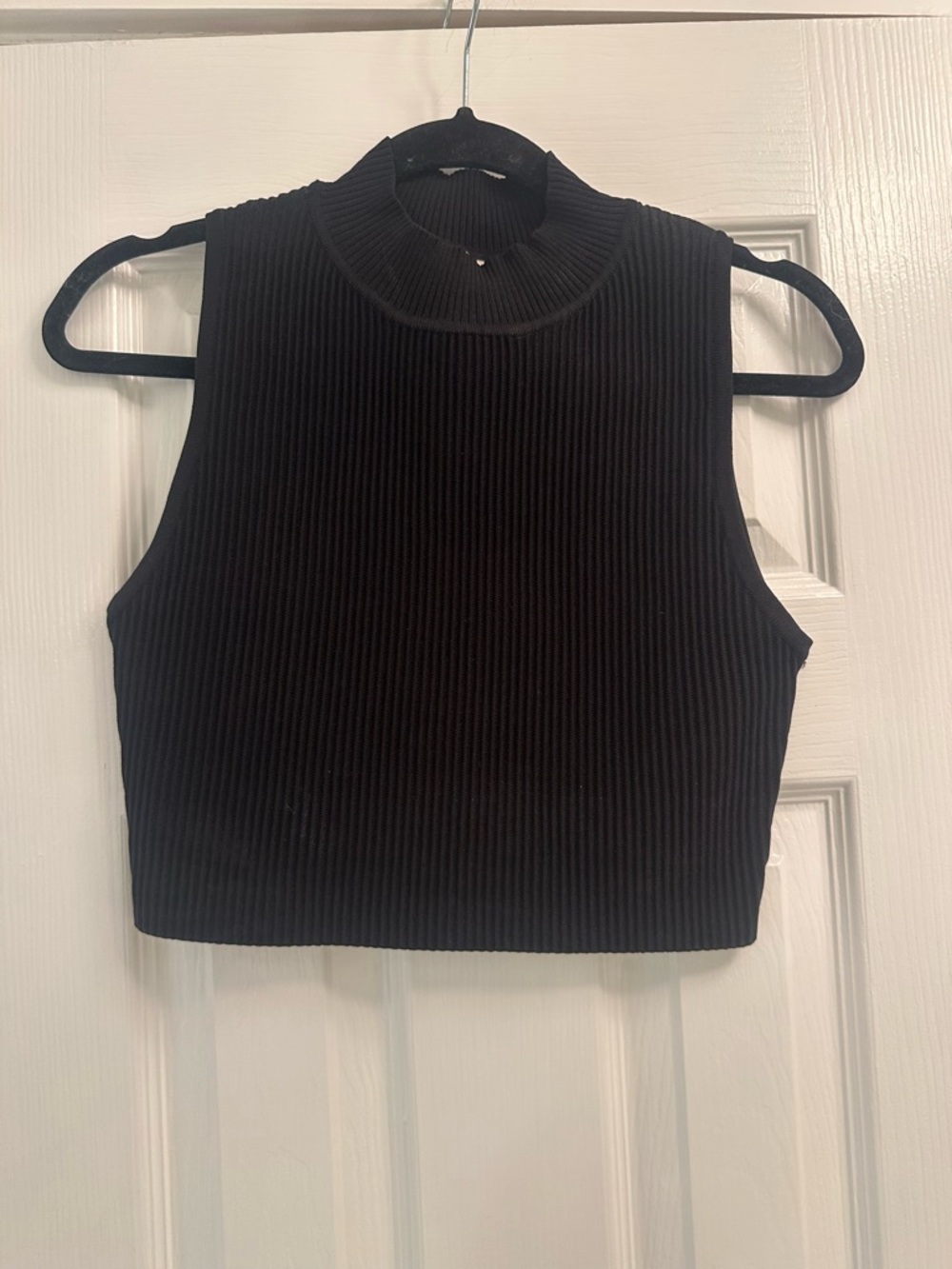 Altar'd State Black Ribbed Mock Neck Cropped Tank